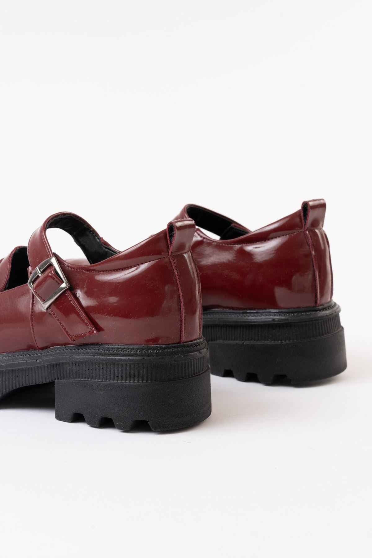 Ayakkabı Aşkı 745-771 Bordo Rugan Kadın Günlük Yüksek Tabanlı Loafer Ayakkabı