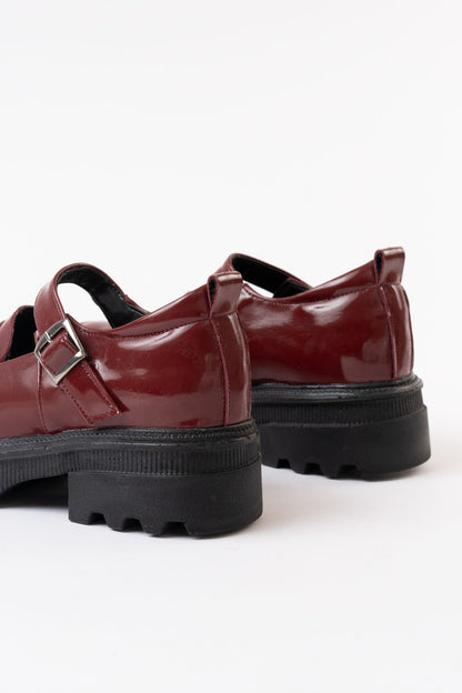 Ayakkabı Aşkı Bordo Rugan Kadın Günlük Yüksek Tabanlı Loafer Ayakkabı