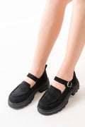 Ayakkabı Aşkı Siyah Süet Kadın Günlük Yüksek Tabanlı Loafer Ayakkabı - Ayakkabı Aşkı