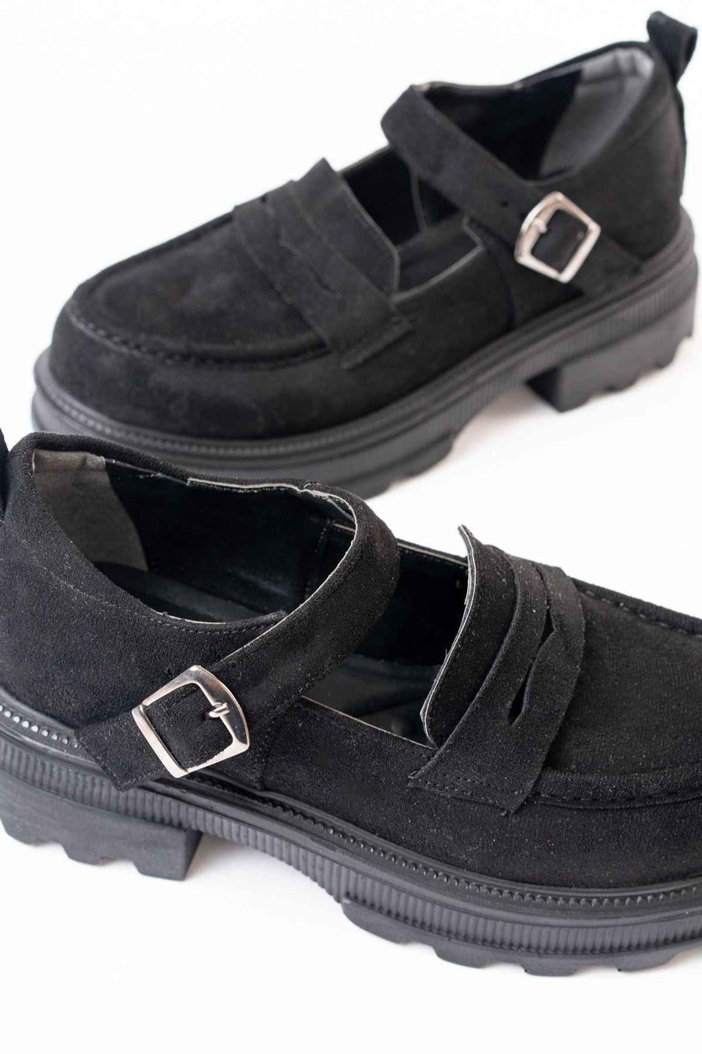 Ayakkabı Aşkı 745-771 Siyah Süet Kadın Günlük Yüksek Tabanlı Loafer Ayakkabı