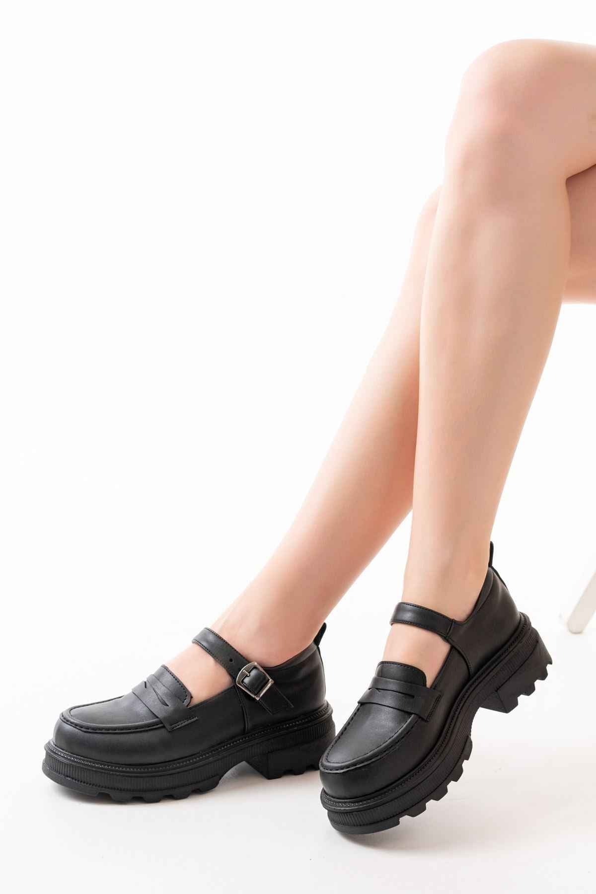 Ayakkabı Aşkı 745-771 Siyah Kadın Günlük Yüksek Tabanlı Loafer Ayakkabı