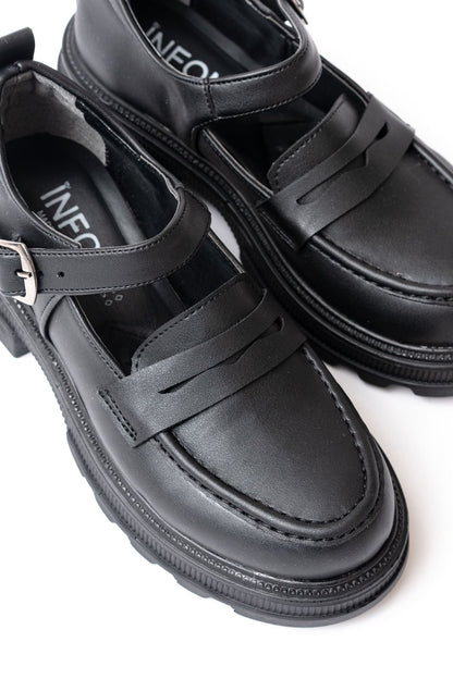 Ayakkabı Aşkı Siyah Kadın Günlük Yüksek Tabanlı Loafer Ayakkabı