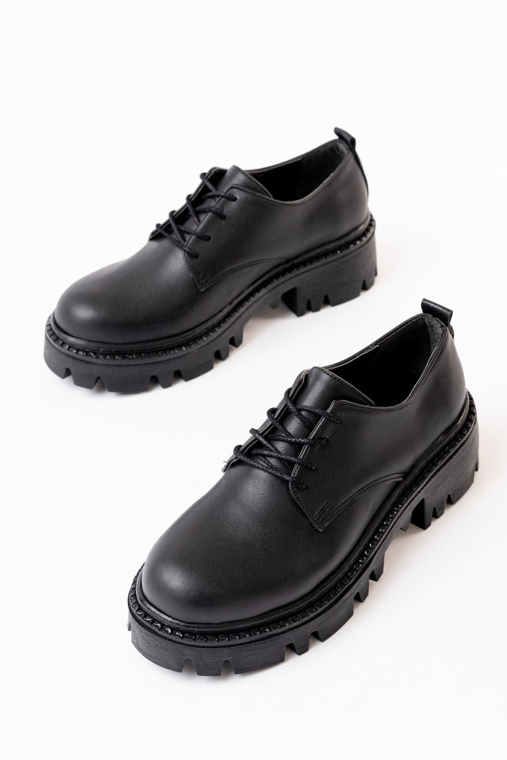 Ayakkabı Aşkı Siyah Bağcıklı Günlük Yüksek Tabanlı Loafer Ayakkabı