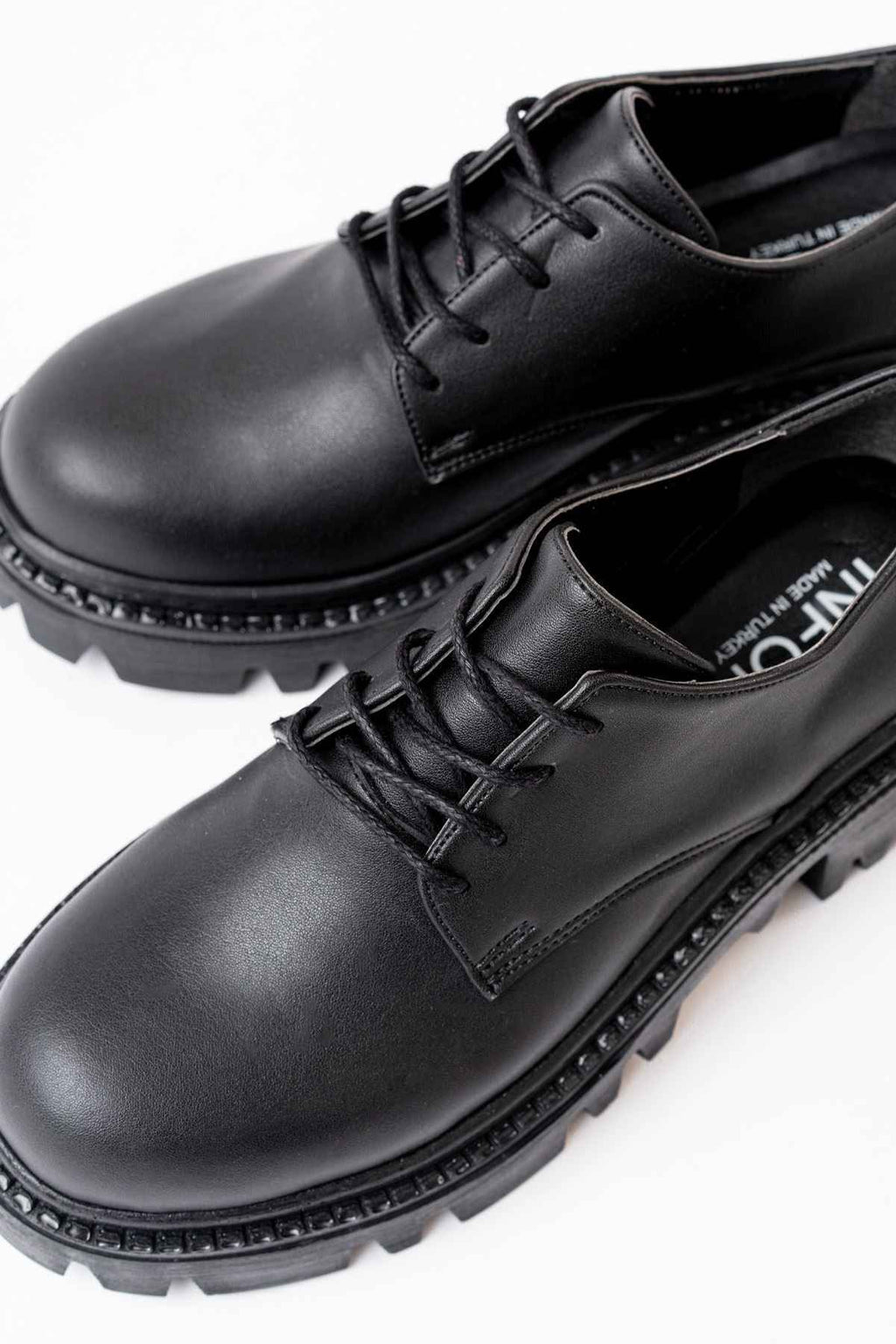 Ayakkabı Aşkı 868-754 Siyah Bağcıklı Günlük Yüksek Tabanlı Loafer Ayakkabı