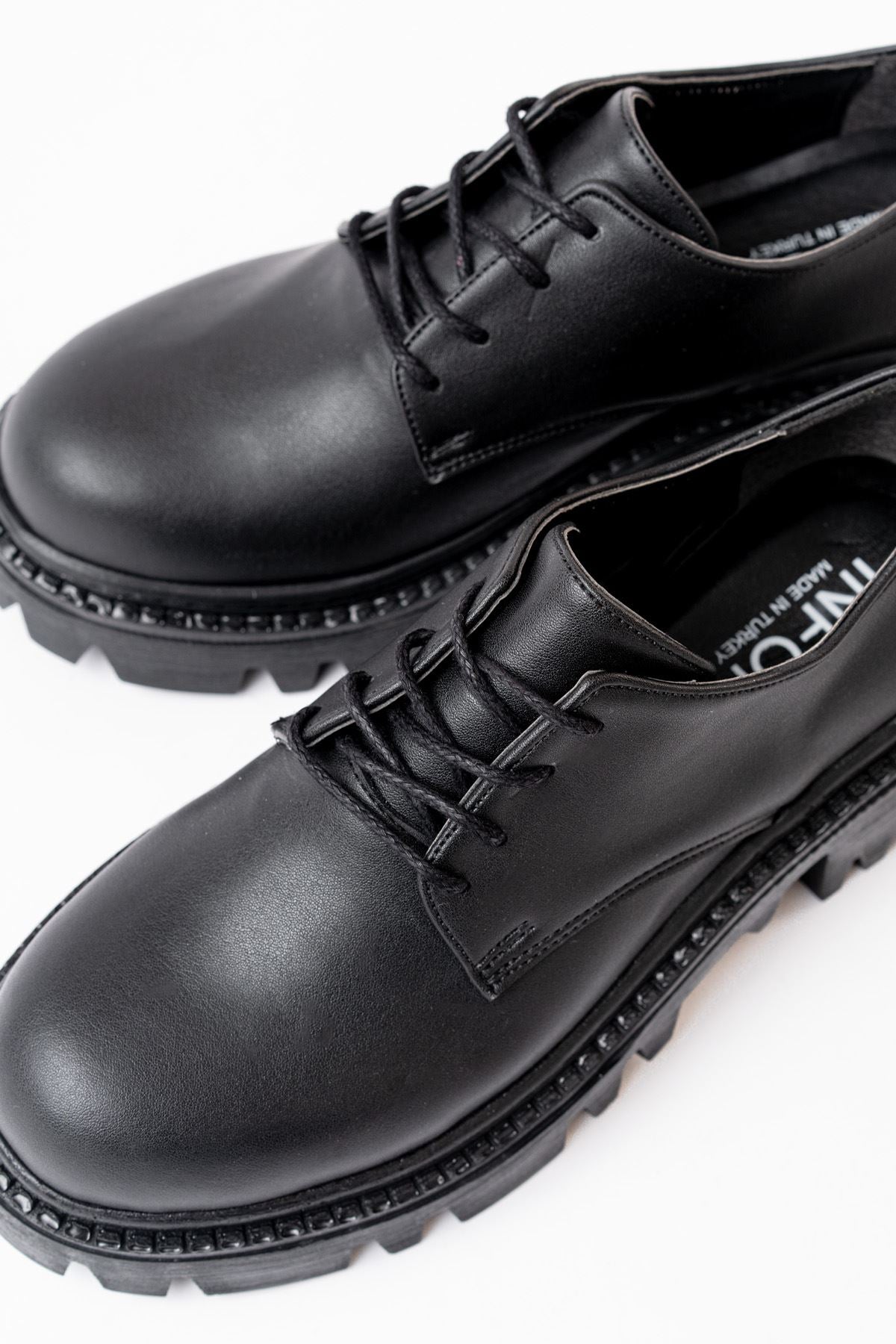 Ayakkabı Aşkı Siyah Bağcıklı Günlük Yüksek Tabanlı Loafer Ayakkabı