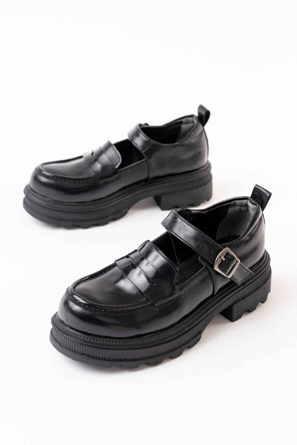 Ayakkabı Aşkı 745-771 Siyah Rugan Günlük Yüksek Tabanlı Loafer Ayakkabı