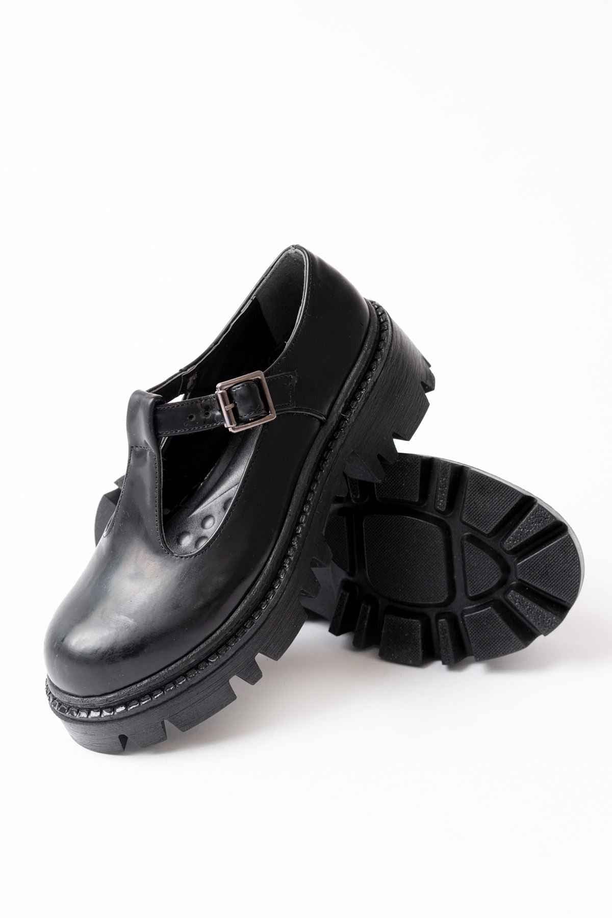 Ayakkabı Aşkı 868-757 Siyah Rugan Günlük Yüksek Tabanlı Loafer Ayakkabı