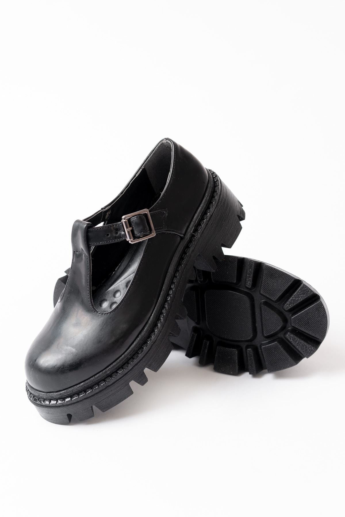 Ayakkabı Aşkı Siyah Rugan Günlük Yüksek Tabanlı Loafer Ayakkabı