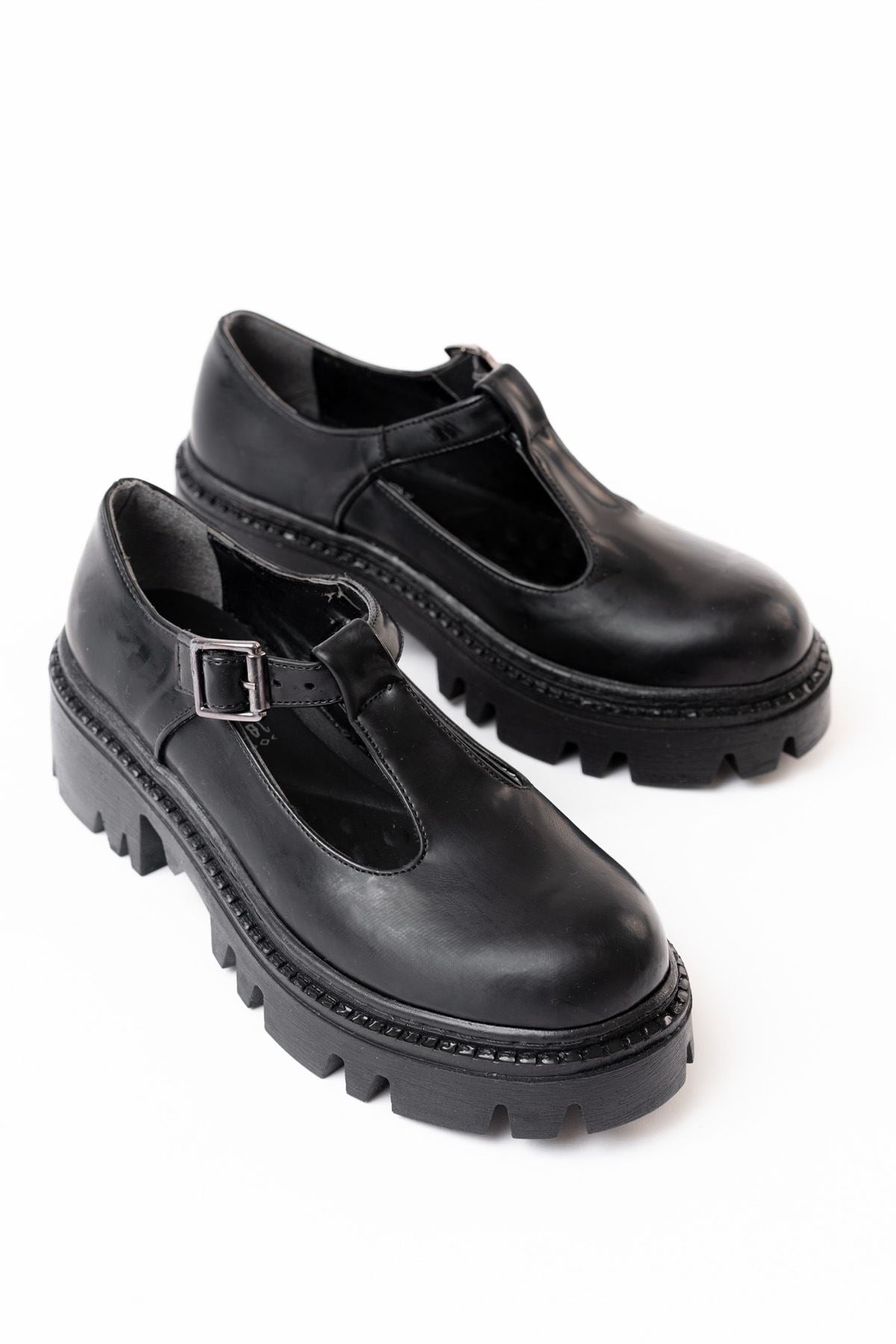 Ayakkabı Aşkı Siyah Rugan Günlük Yüksek Tabanlı Loafer Ayakkabı