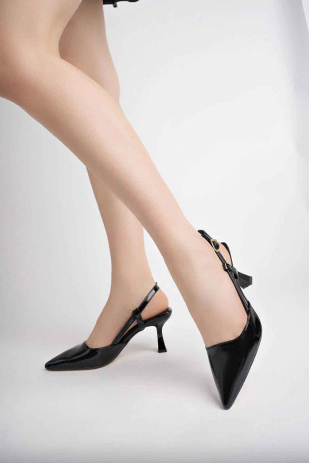 Ayakkabı Aşkı St-002 Siyah Rugan Günlük 7 Cm Topuklu Bayan Ayakkabı