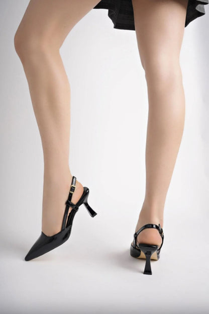 Ayakkabı Aşkı Siyah Rugan Günlük 7 cm Topuklu Bayan Ayakkabı