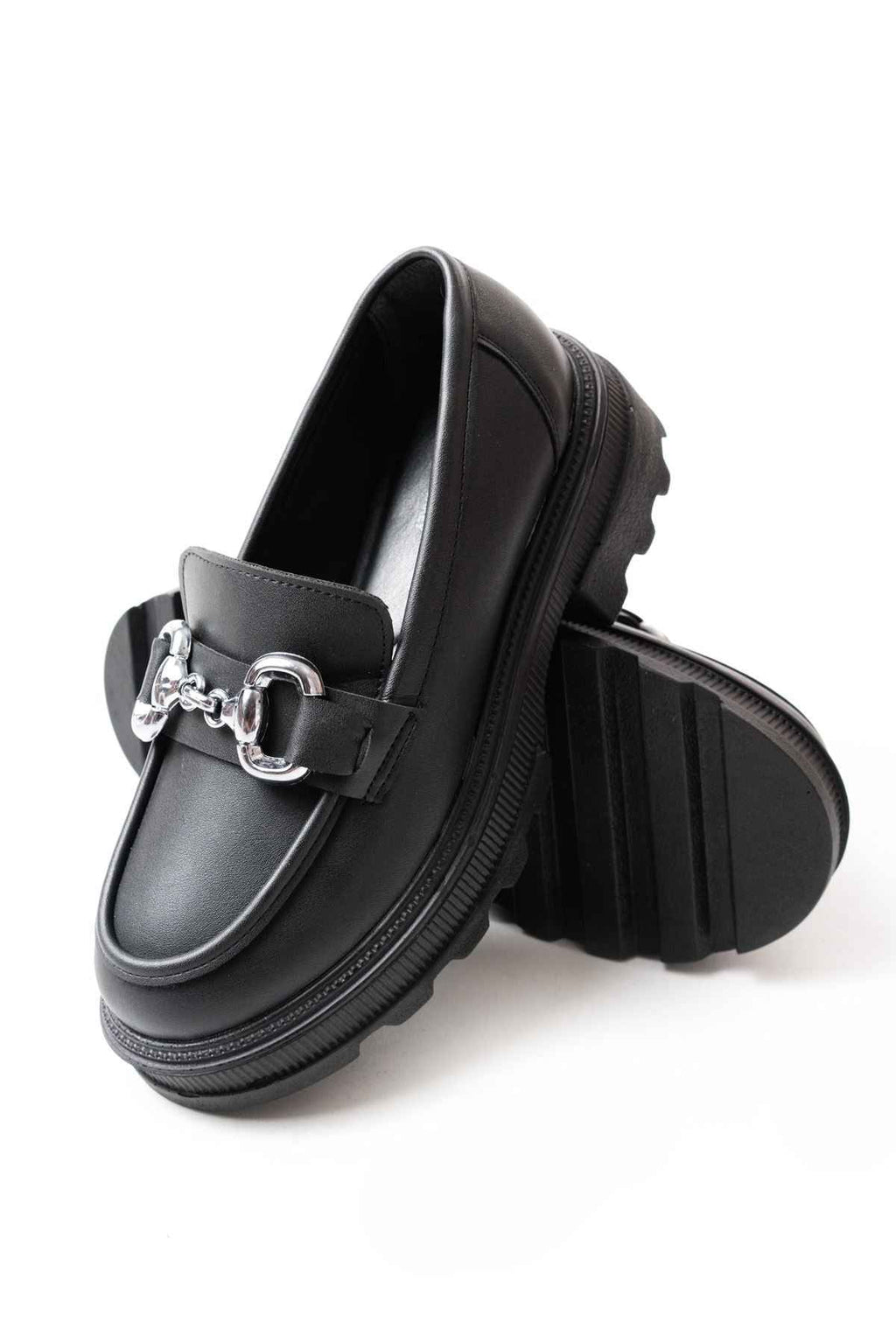 Ayakkabı Aşkı 745-773 Siyah Günlük Yüksek Tabanlı Loafer Ayakkabı