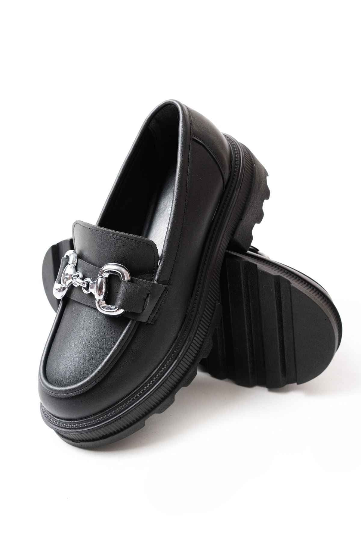 Ayakkabı Aşkı 745-773 Siyah Günlük Yüksek Tabanlı Loafer Ayakkabı