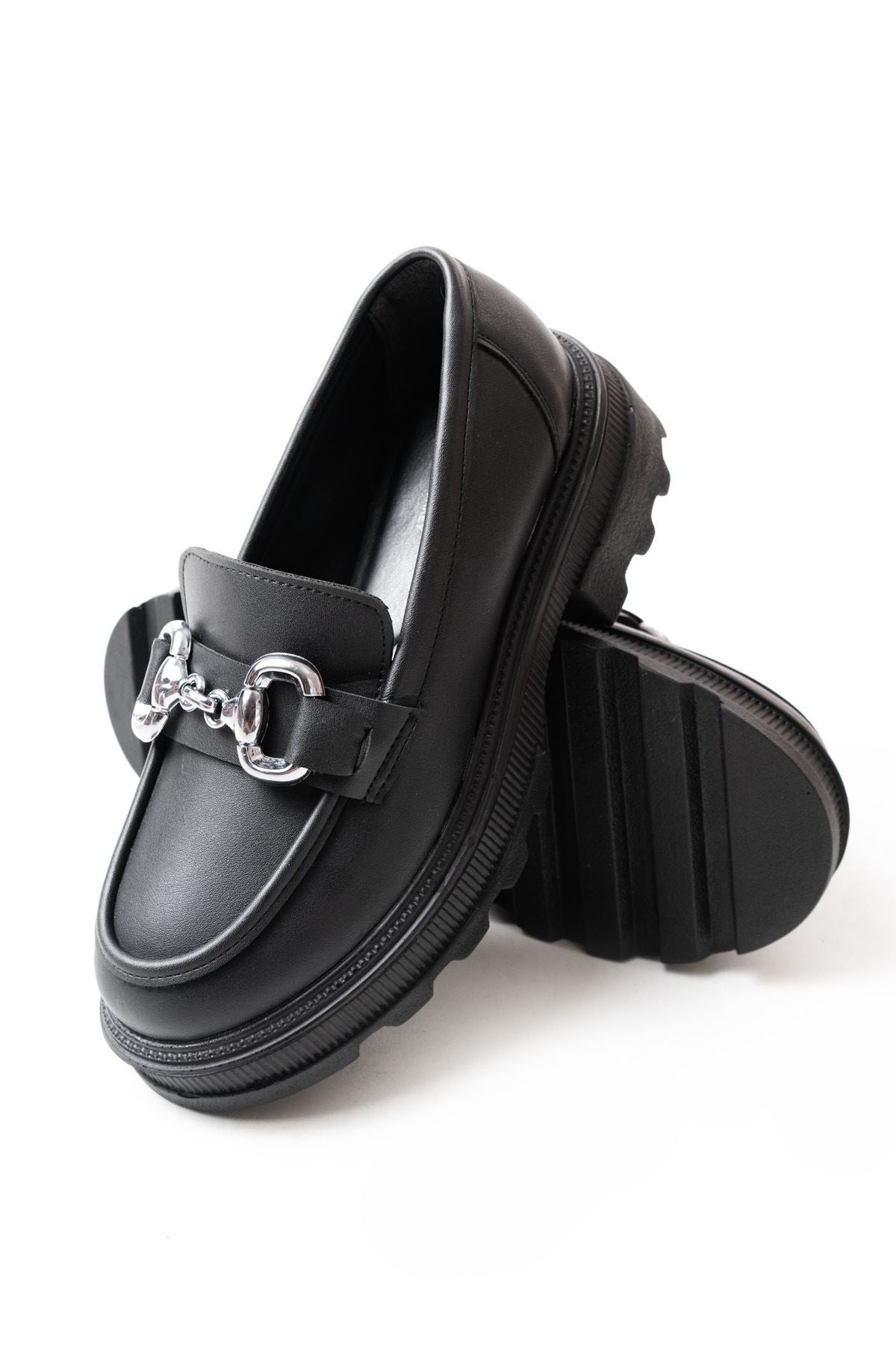 Ayakkabı Aşkı Siyah Günlük Yüksek Tabanlı Loafer Ayakkabı