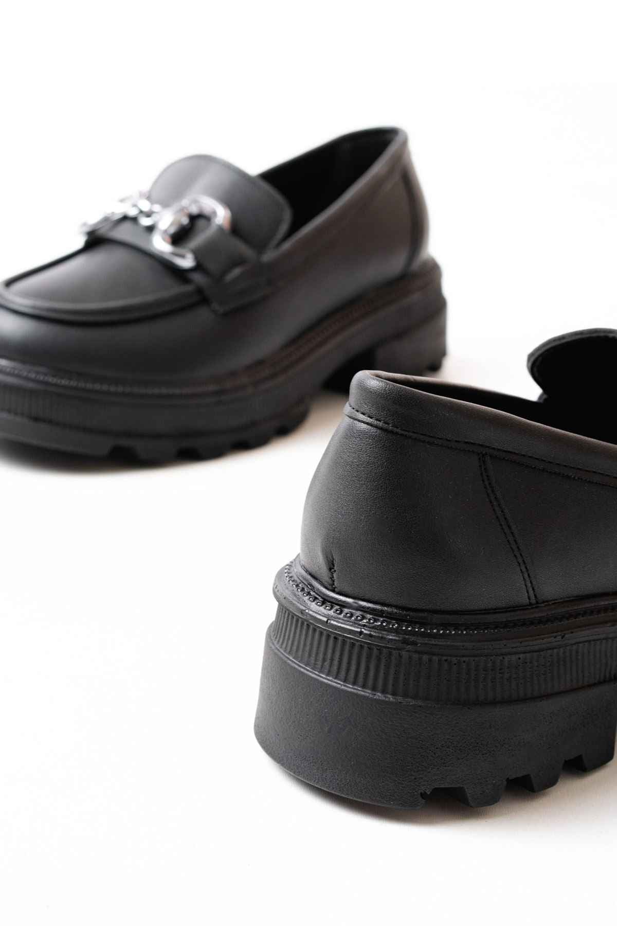 Ayakkabı Aşkı 745-773 Siyah Günlük Yüksek Tabanlı Loafer Ayakkabı