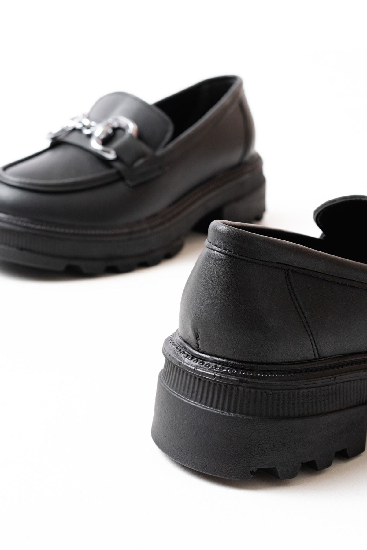 Ayakkabı Aşkı Siyah Günlük Yüksek Tabanlı Loafer Ayakkabı