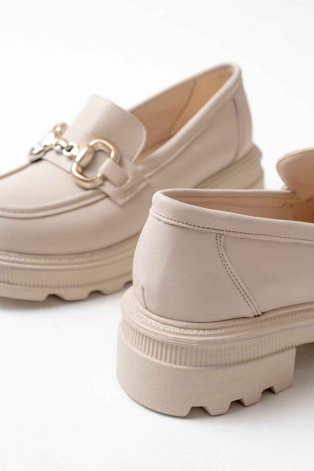 Ayakkabı Aşkı 745-773 Bej Günlük Yüksek Tabanlı Loafer Ayakkabı