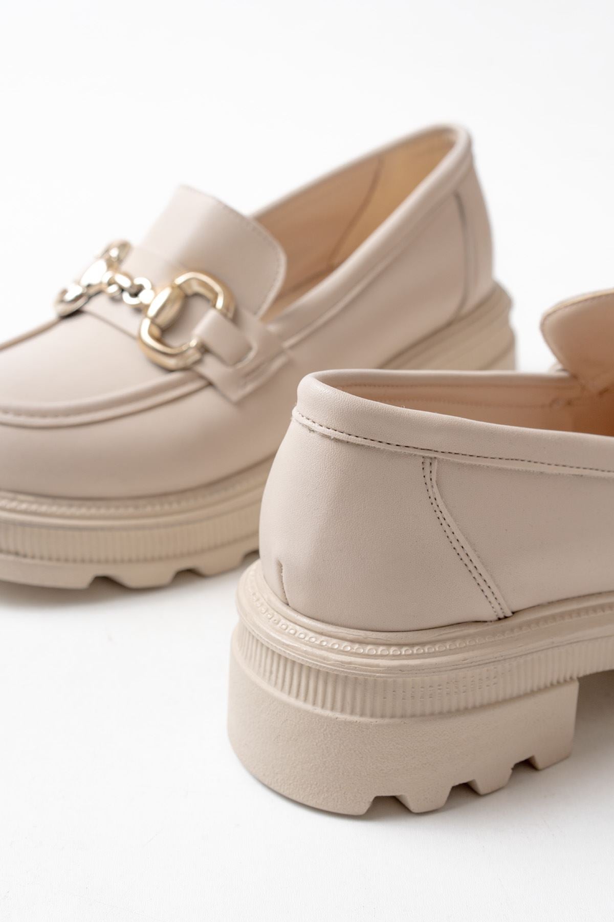 Ayakkabı Aşkı Bej Günlük Yüksek Tabanlı Loafer Ayakkabı