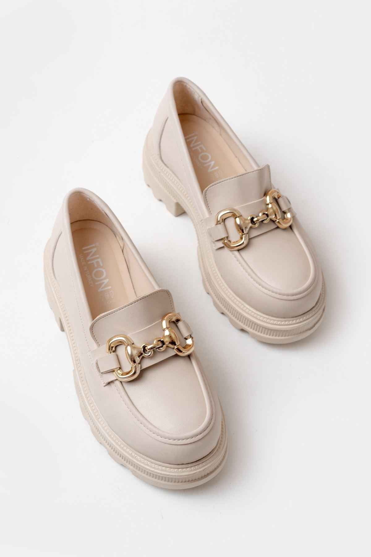 Ayakkabı Aşkı 745-773 Bej Günlük Yüksek Tabanlı Loafer Ayakkabı