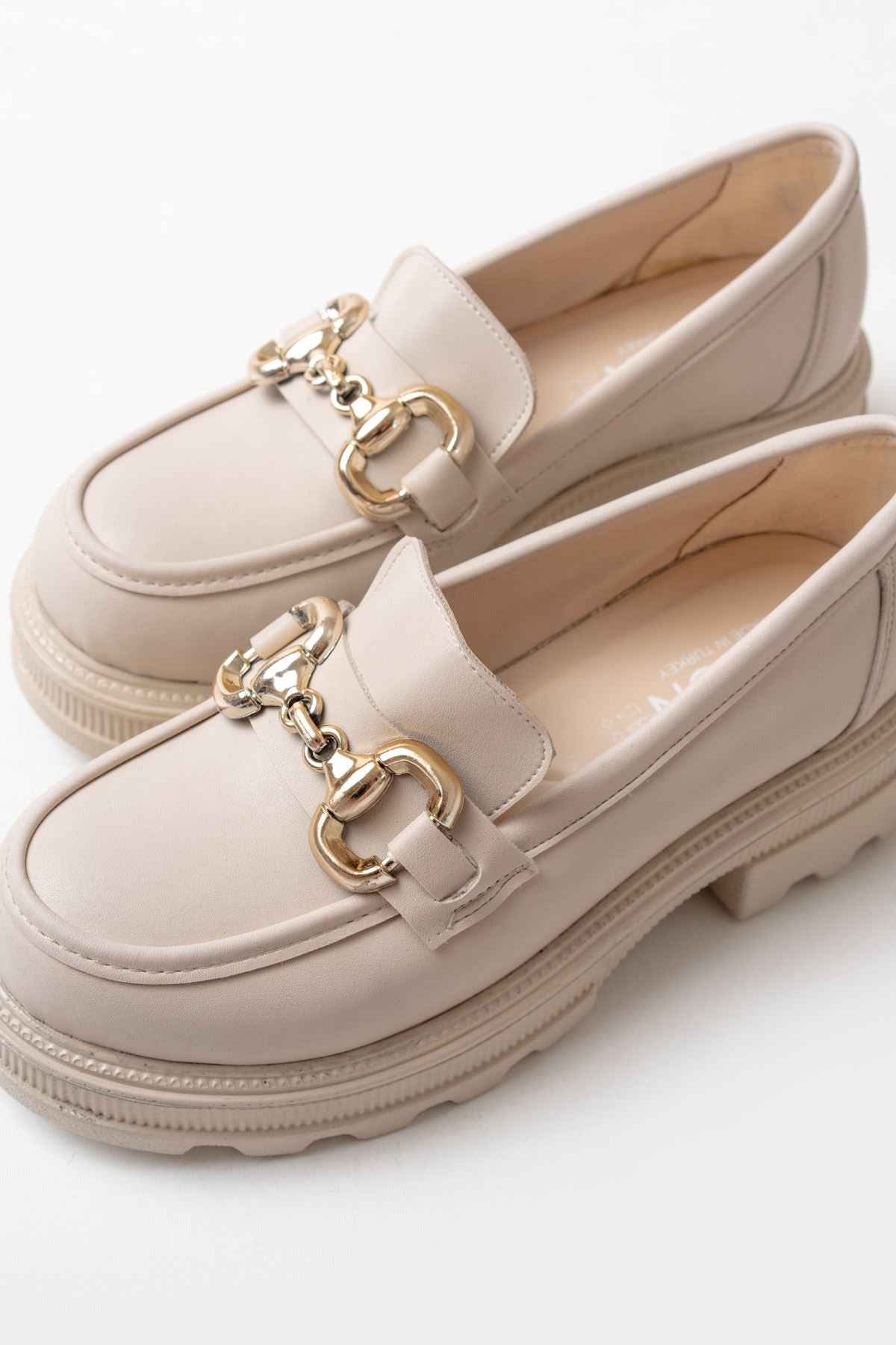 Ayakkabı Aşkı 745-773 Bej Günlük Yüksek Tabanlı Loafer Ayakkabı
