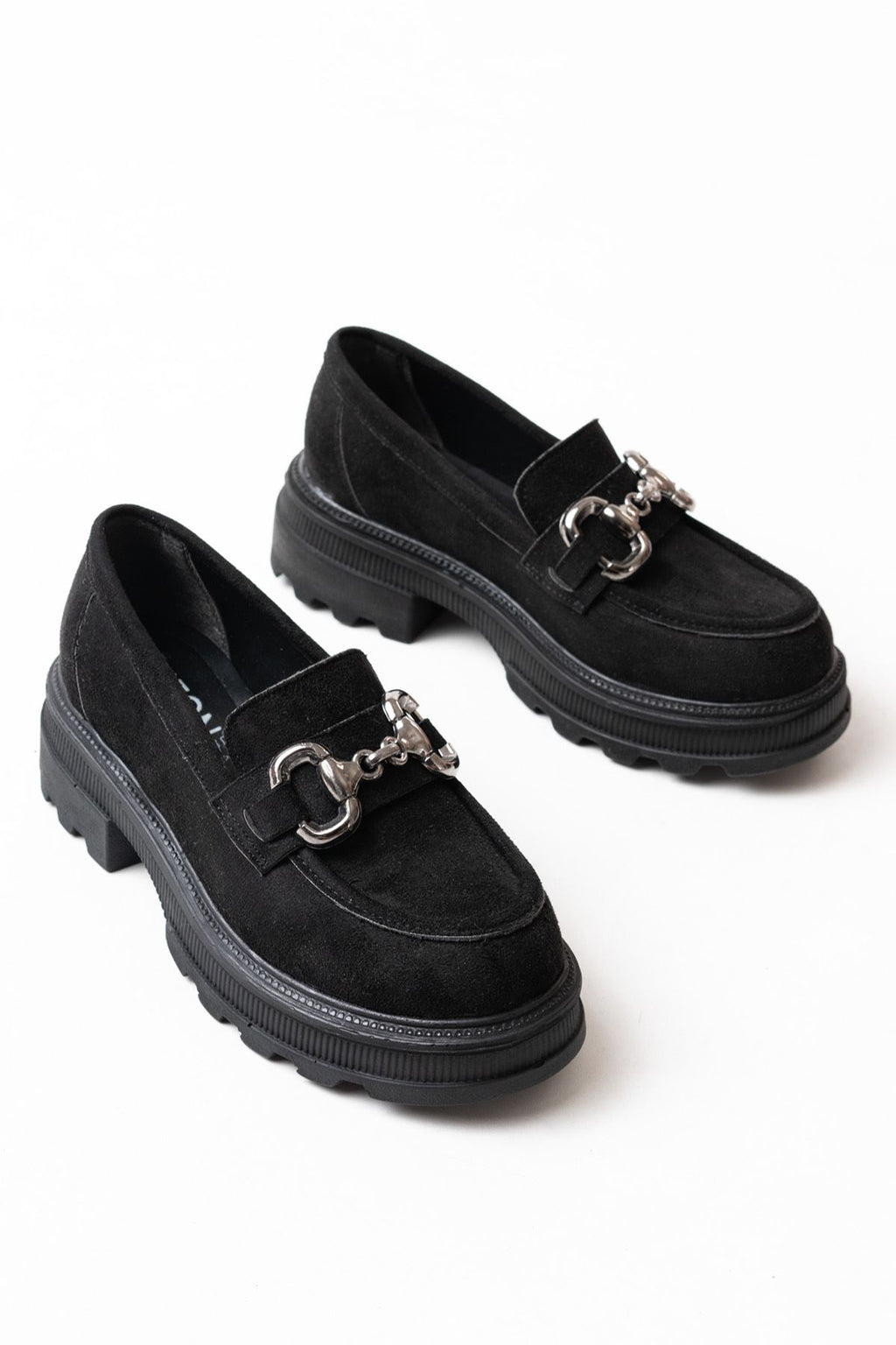 745-773 Siyah Süet Günlük Yüksek Tabanlı Loafer Ayakkabı - Siyah