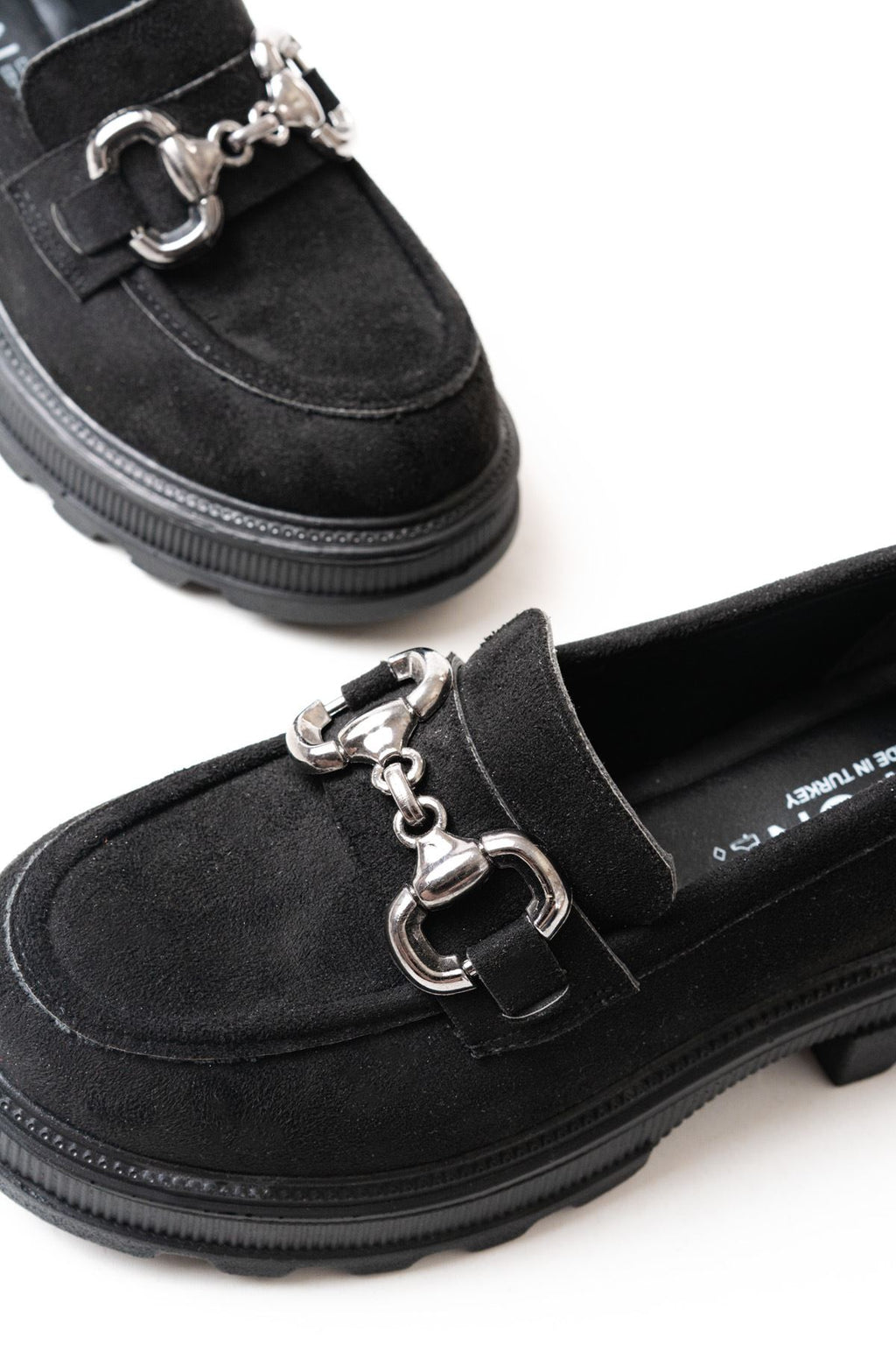 Ayakkabı Aşkı Siyah Süet Günlük Yüksek Tabanlı Loafer Ayakkabı