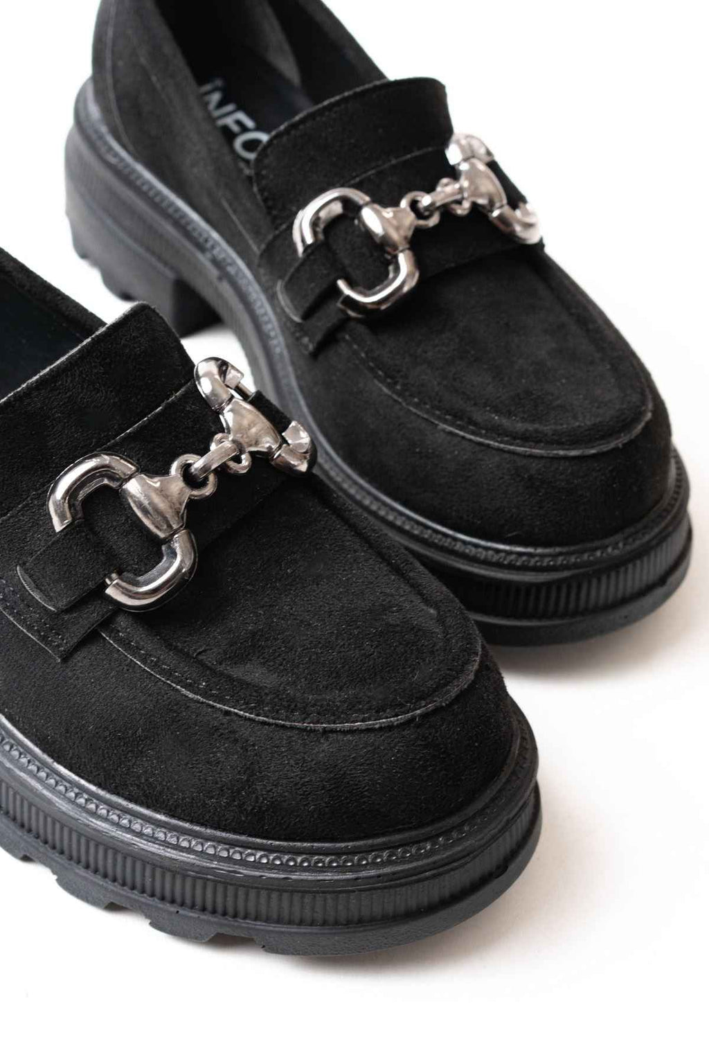 Ayakkabı Aşkı 745-773 Siyah Süet Günlük Yüksek Tabanlı Loafer Ayakkabı
