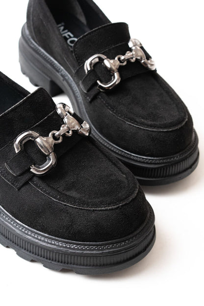 Ayakkabı Aşkı Siyah Süet Günlük Yüksek Tabanlı Loafer Ayakkabı