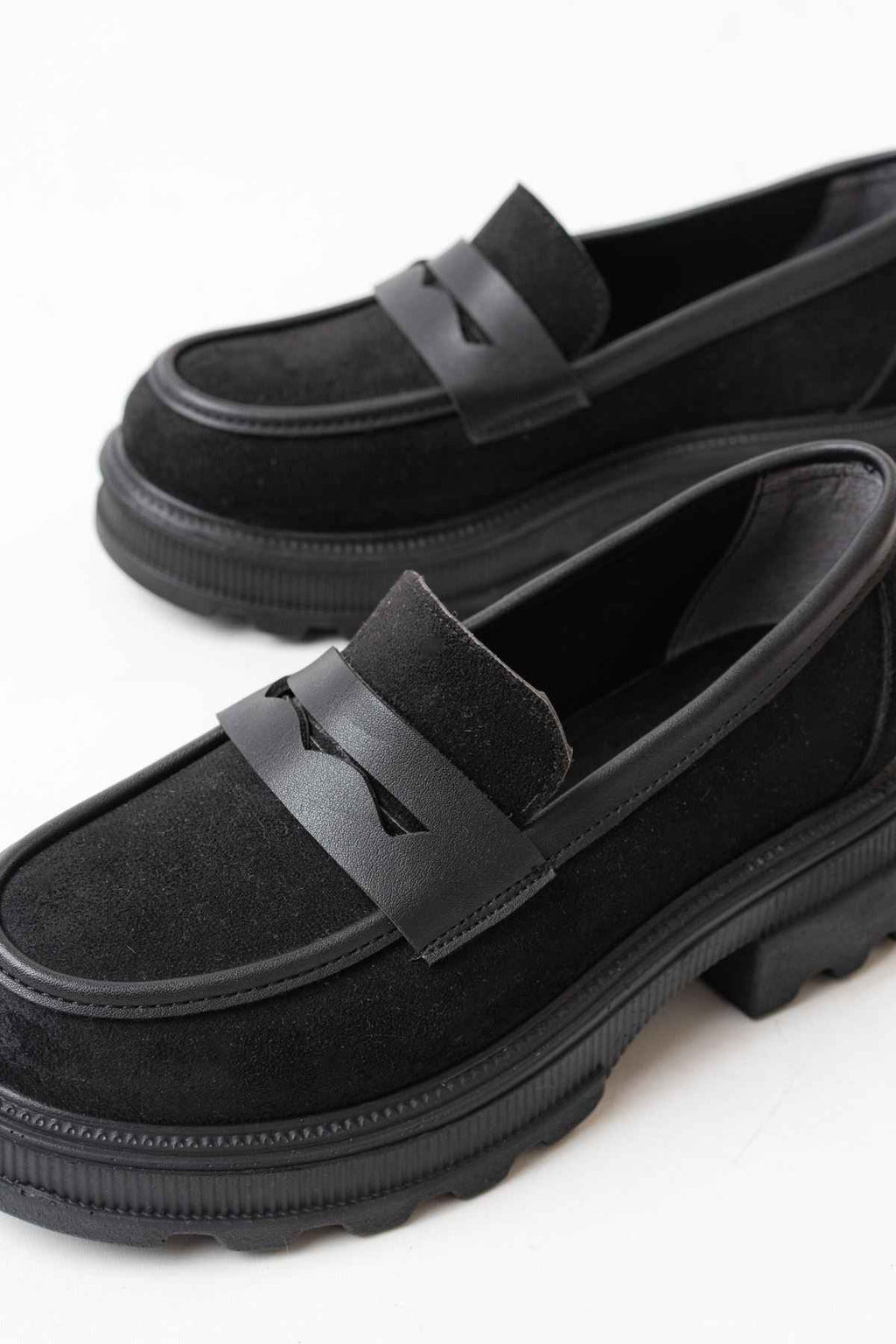 Ayakkabı Aşkı 746-759 Siyah Süet Günlük Yüksek Tabanlı Loafer Ayakkabı