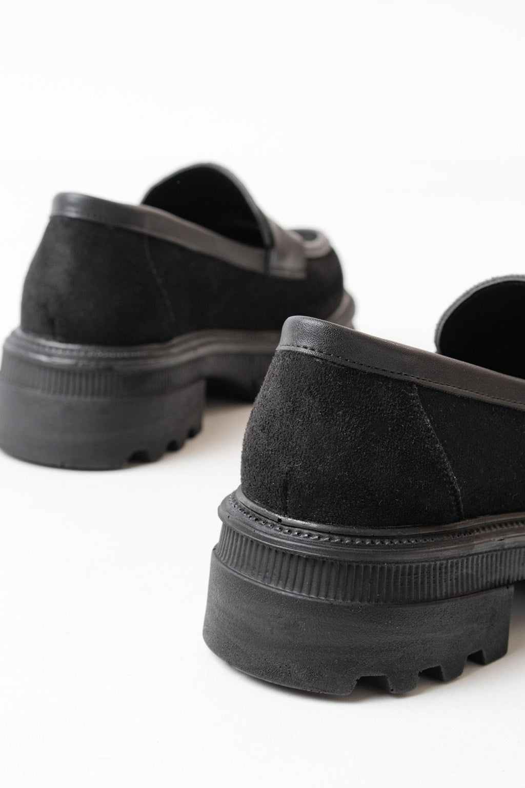 Ayakkabı Aşkı Siyah Süet Günlük Yüksek Tabanlı Loafer Ayakkabı