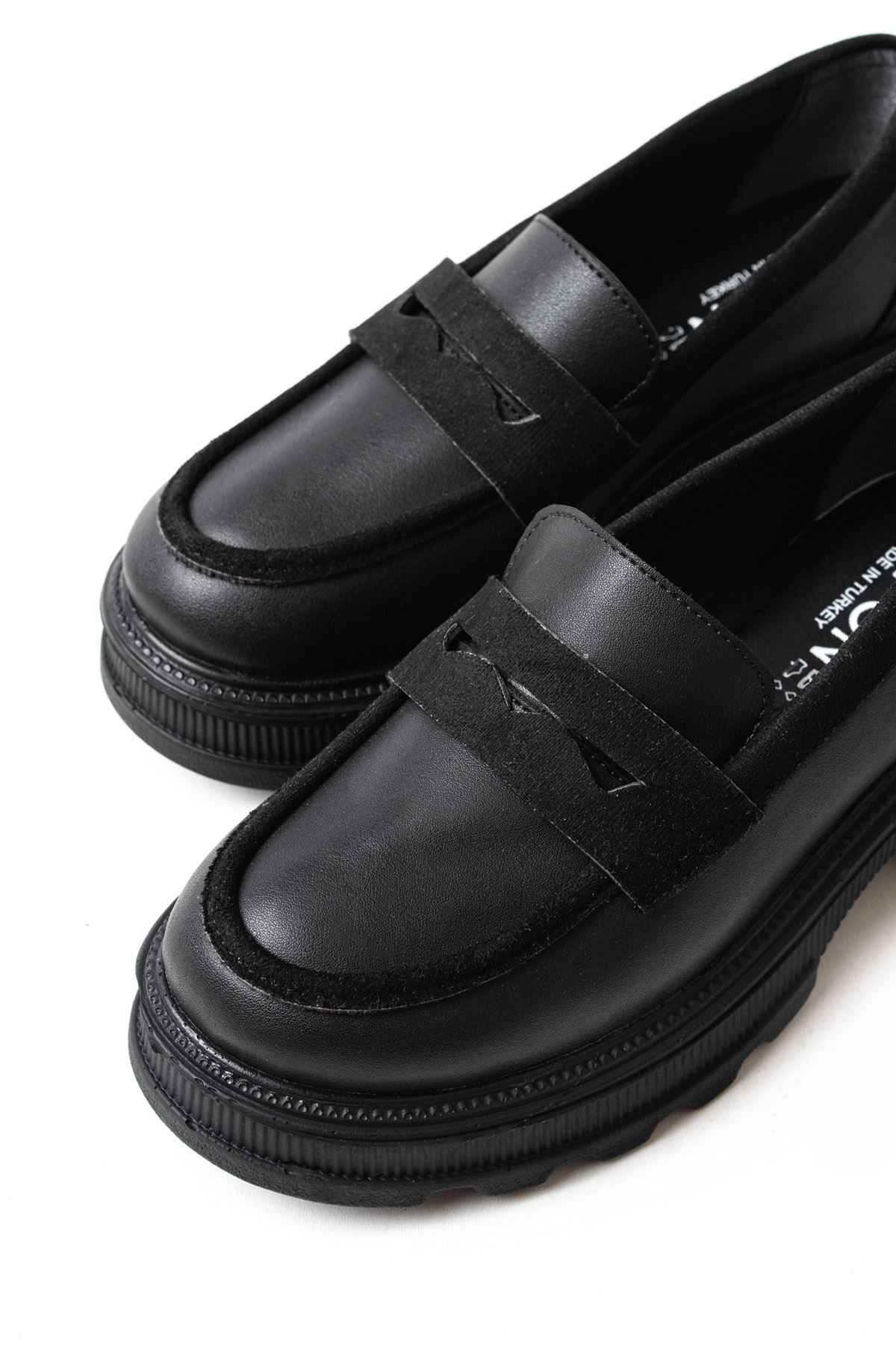 Ayakkabı Aşkı 746-759 Siyah Günlük Yüksek Tabanlı Loafer Ayakkabı