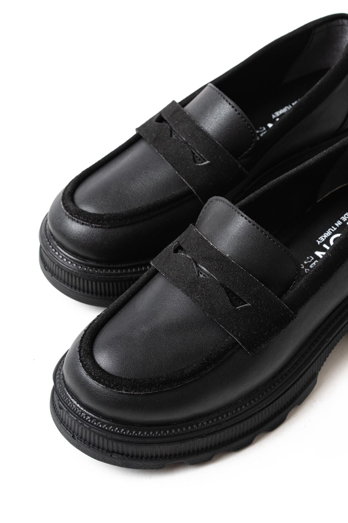 Ayakkabı Aşkı Siyah Günlük Yüksek Tabanlı Loafer Ayakkabı