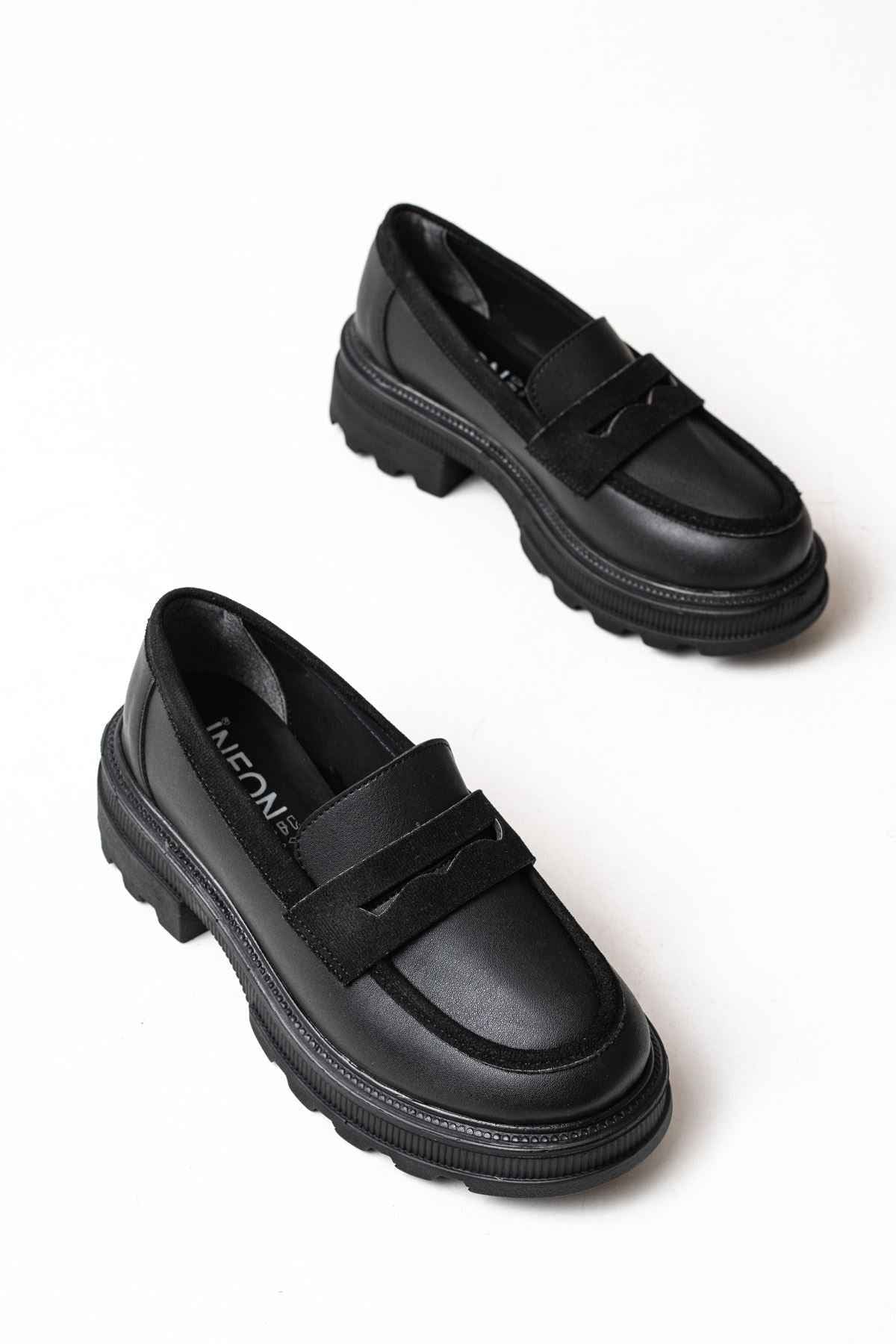 Ayakkabı Aşkı 746-759 Siyah Günlük Yüksek Tabanlı Loafer Ayakkabı
