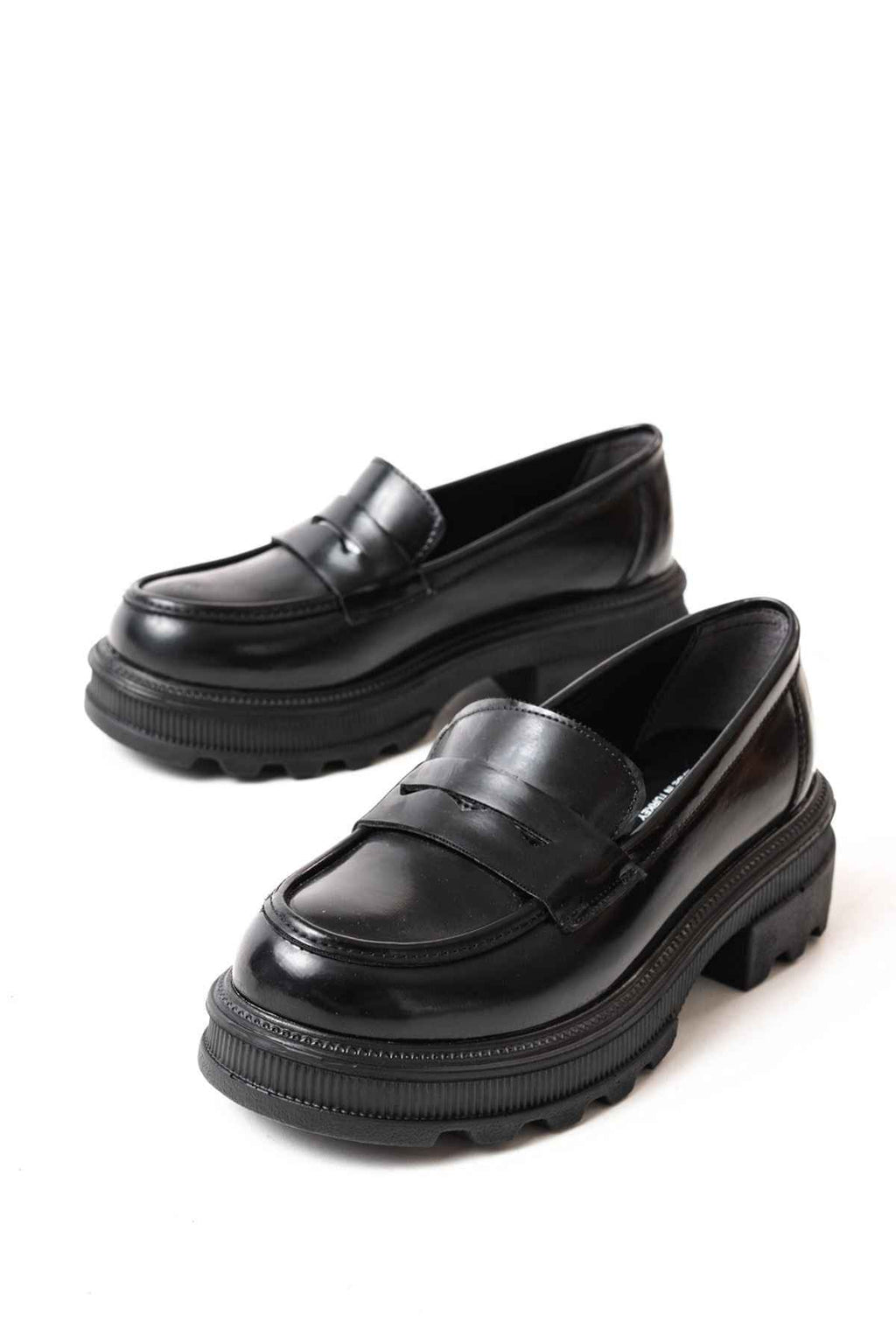 Ayakkabı Aşkı 746-759 Siyah Rugan Günlük Yüksek Tabanlı Loafer Ayakkabı