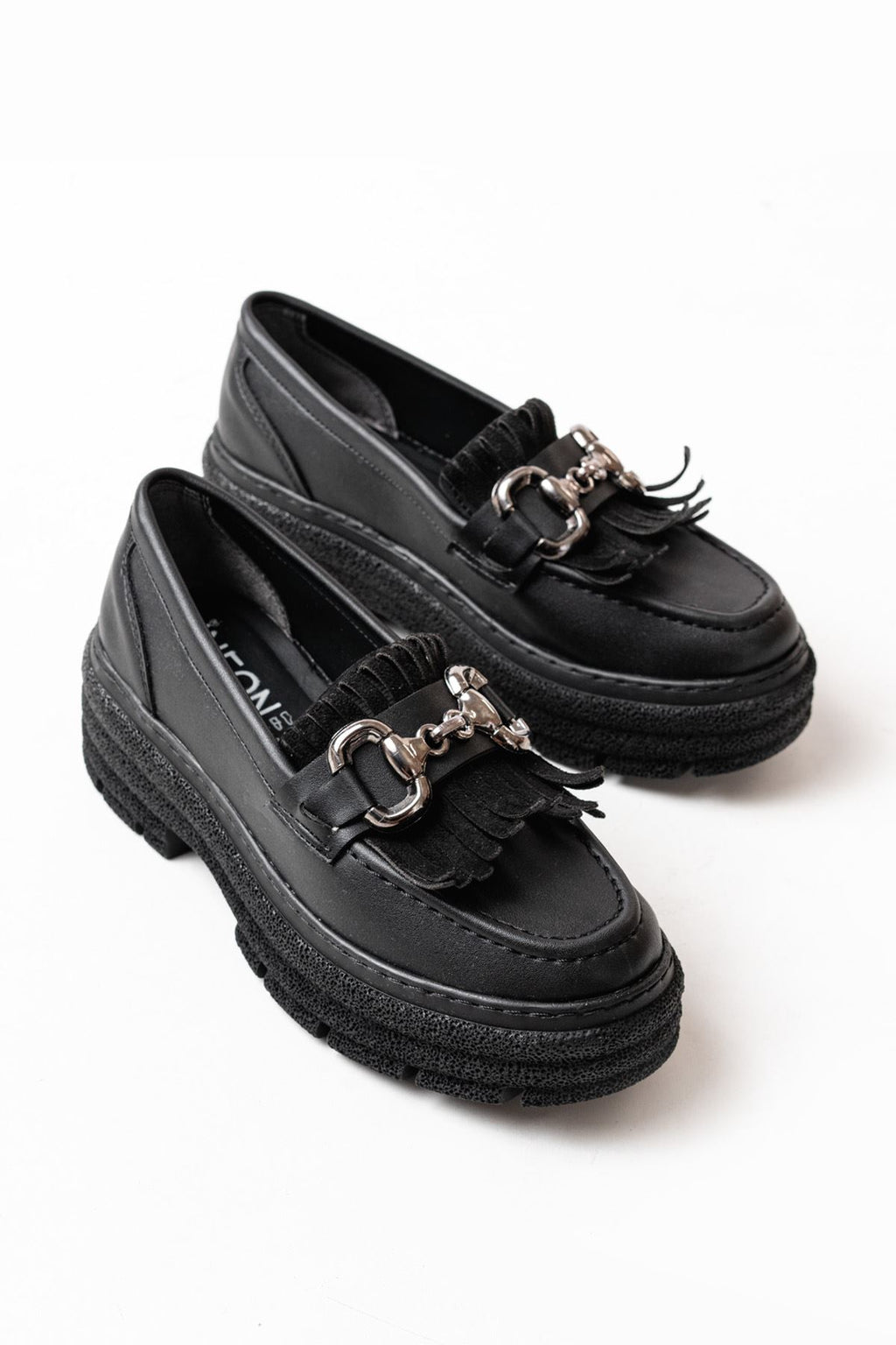 749-750 Siyah Tokalı Günlük Yüksek Tabanlı Loafer Ayakkabı - Siyah