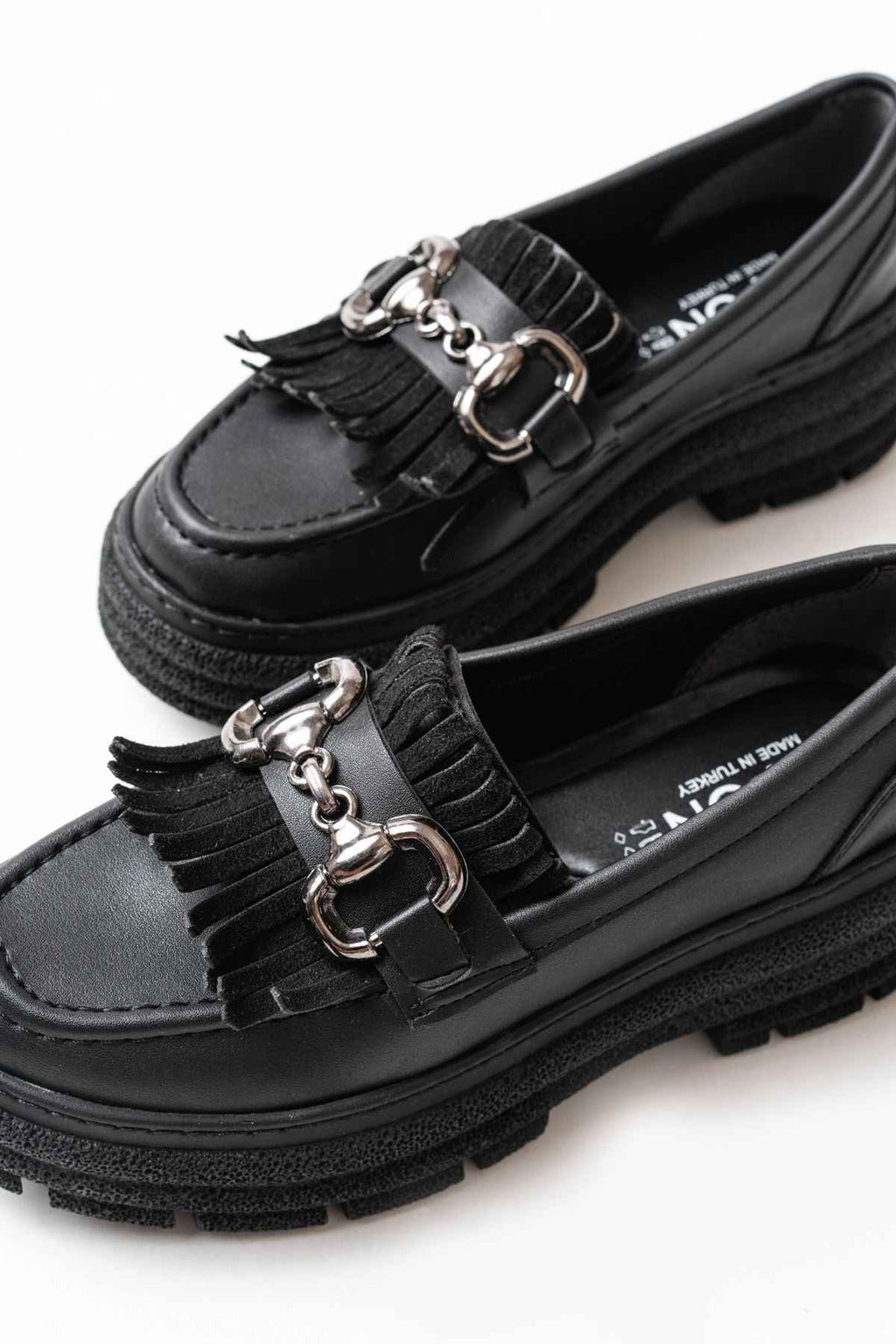 Ayakkabı Aşkı 749-750 Siyah Tokalı Günlük Yüksek Tabanlı Loafer Ayakkabı