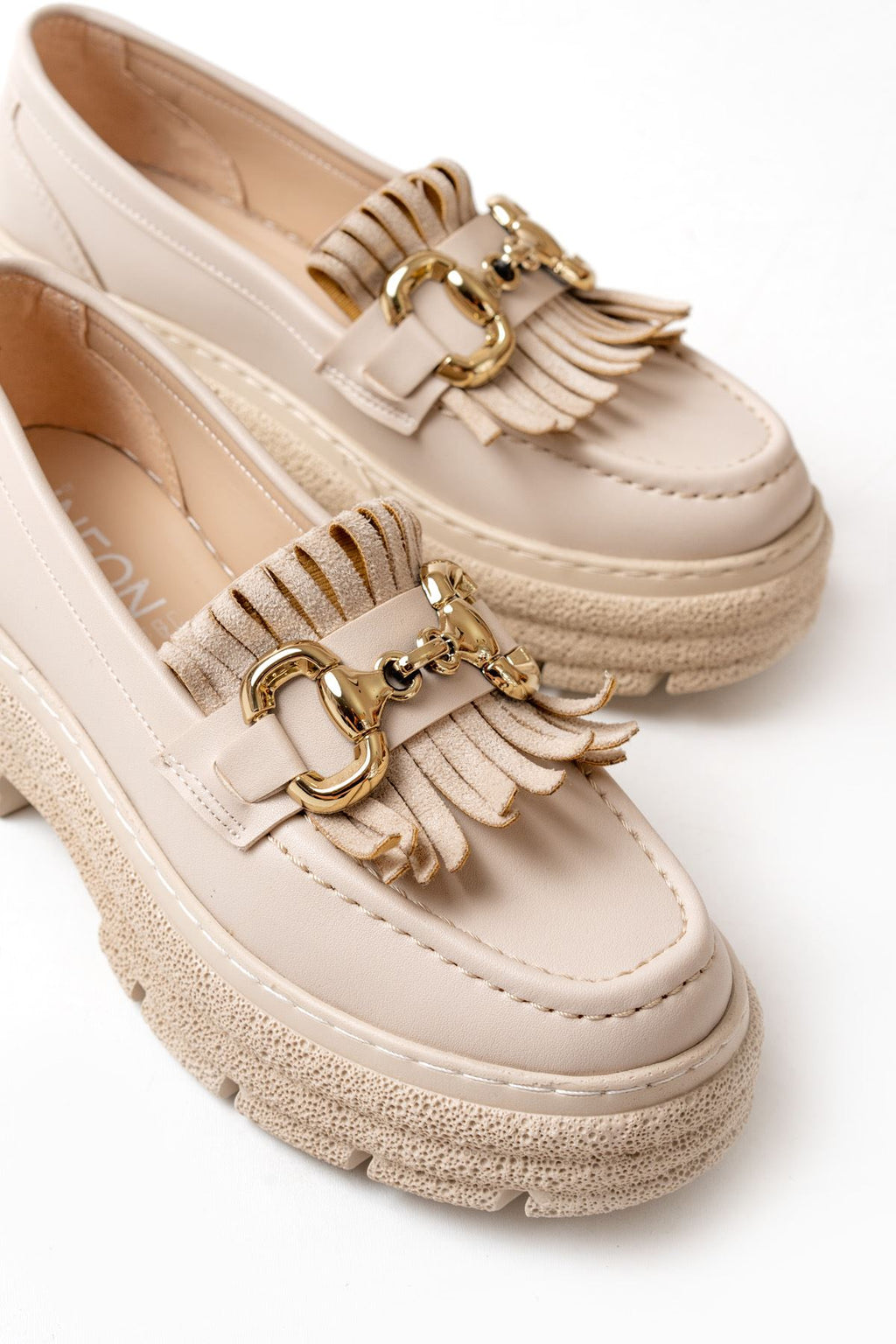 Ayakkabı Aşkı Bej Tokalı Günlük Yüksek Tabanlı Loafer Ayakkabı - Ayakkabı Aşkı