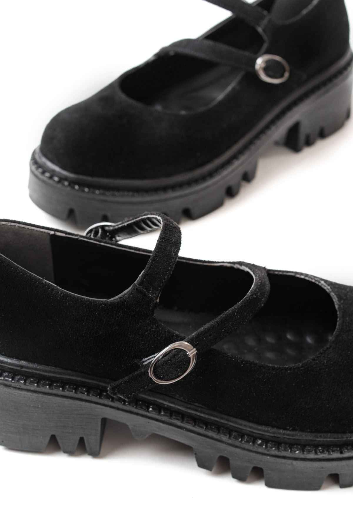 Ayakkabı Aşkı 868-756 Siyah Süet Günlük Yüksek Tabanlı Loafer Ayakkabı