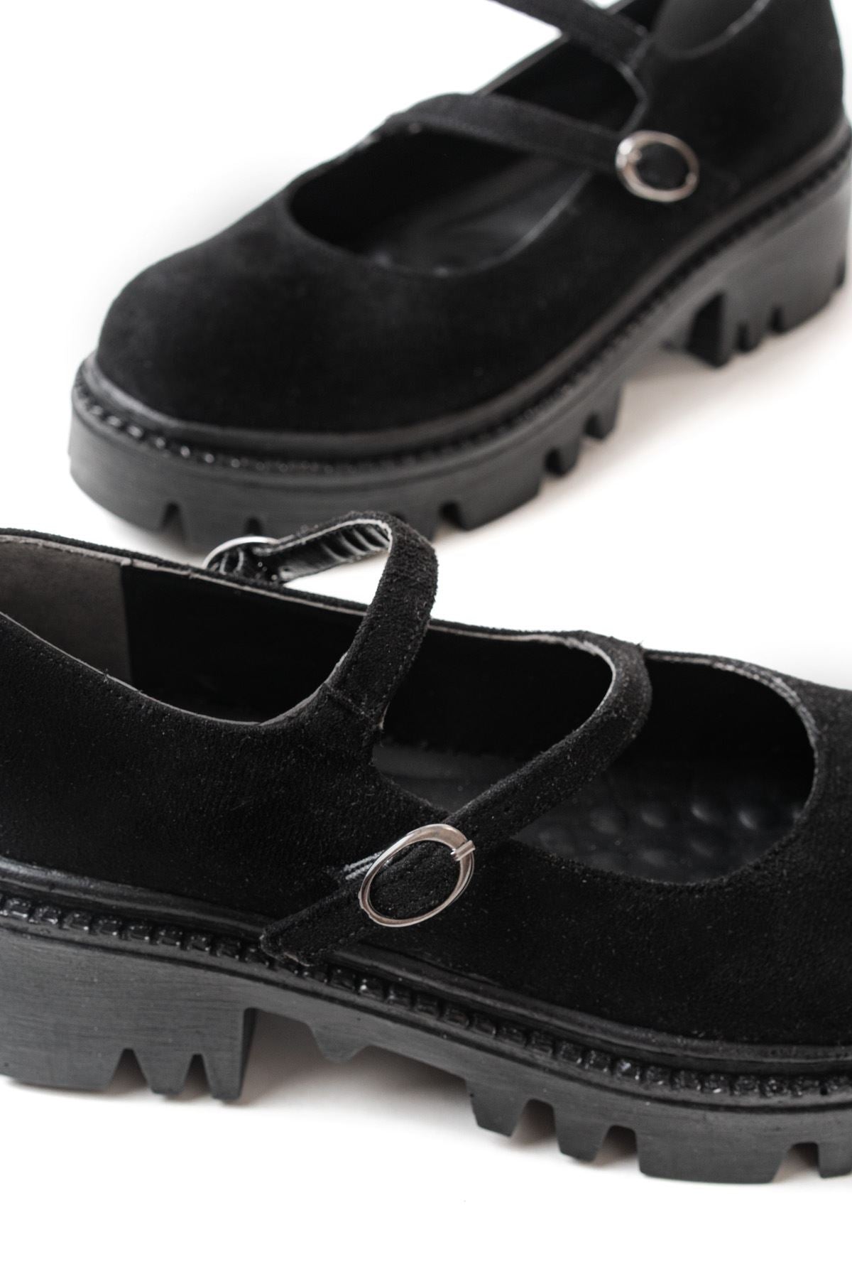 Ayakkabı Aşkı Siyah Süet Günlük Yüksek Tabanlı Loafer Ayakkabı