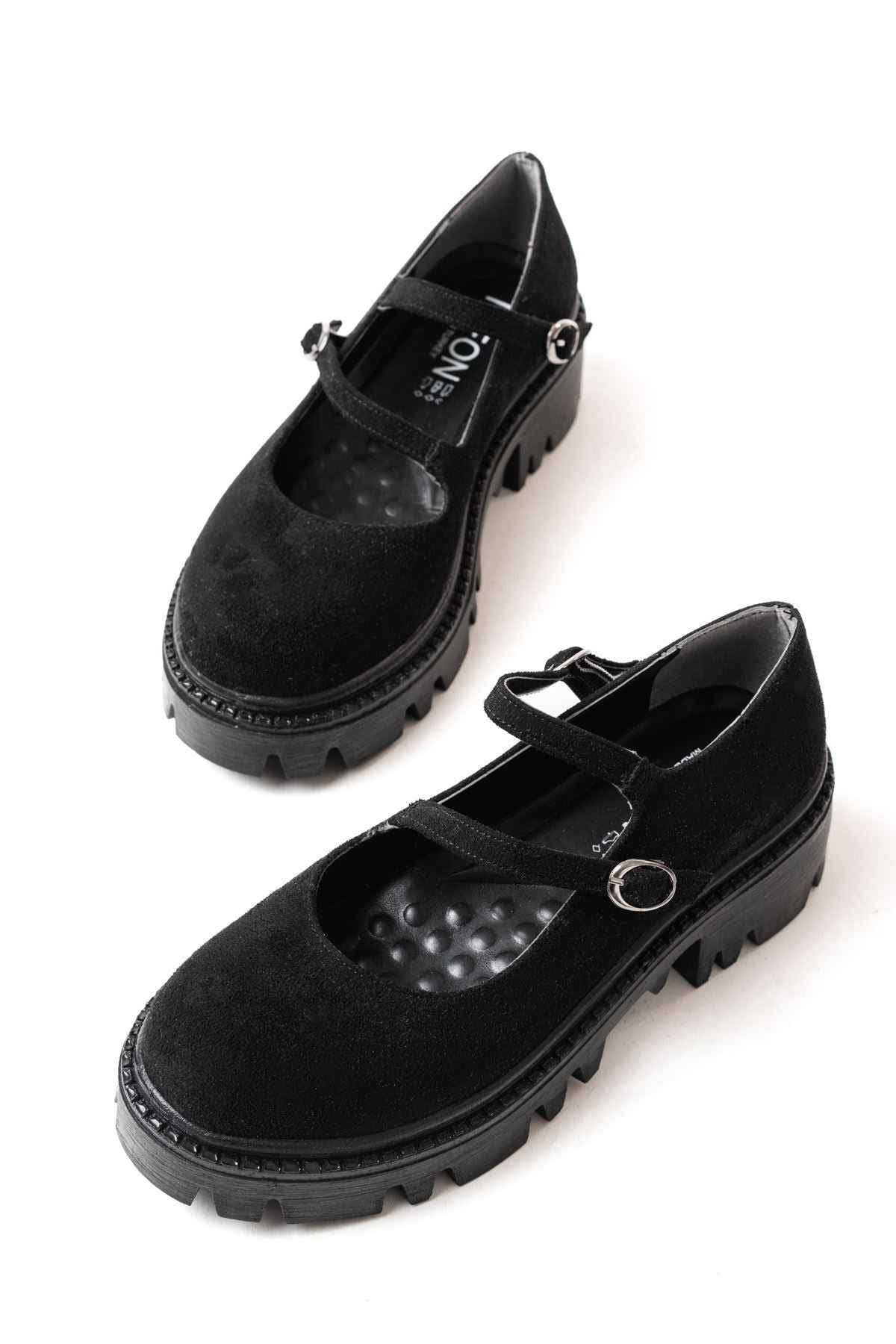 Ayakkabı Aşkı 868-756 Siyah Süet Günlük Yüksek Tabanlı Loafer Ayakkabı