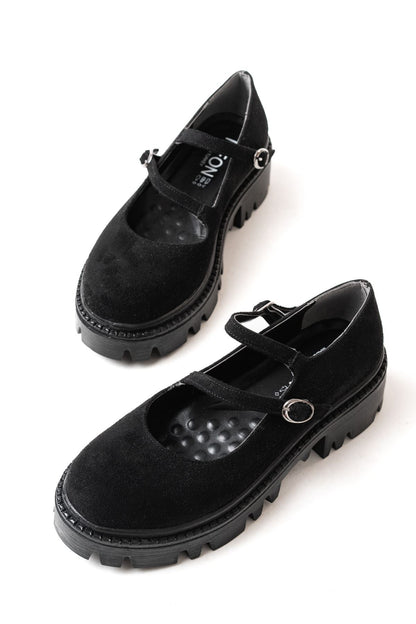 Ayakkabı Aşkı Siyah Süet Günlük Yüksek Tabanlı Loafer Ayakkabı