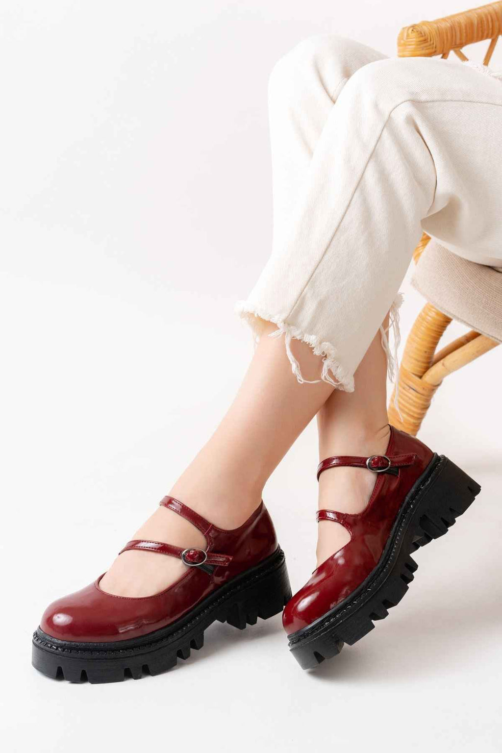 Ayakkabı Aşkı 868-756 Bordo Rugan Günlük Yüksek Tabanlı Loafer Ayakkabı