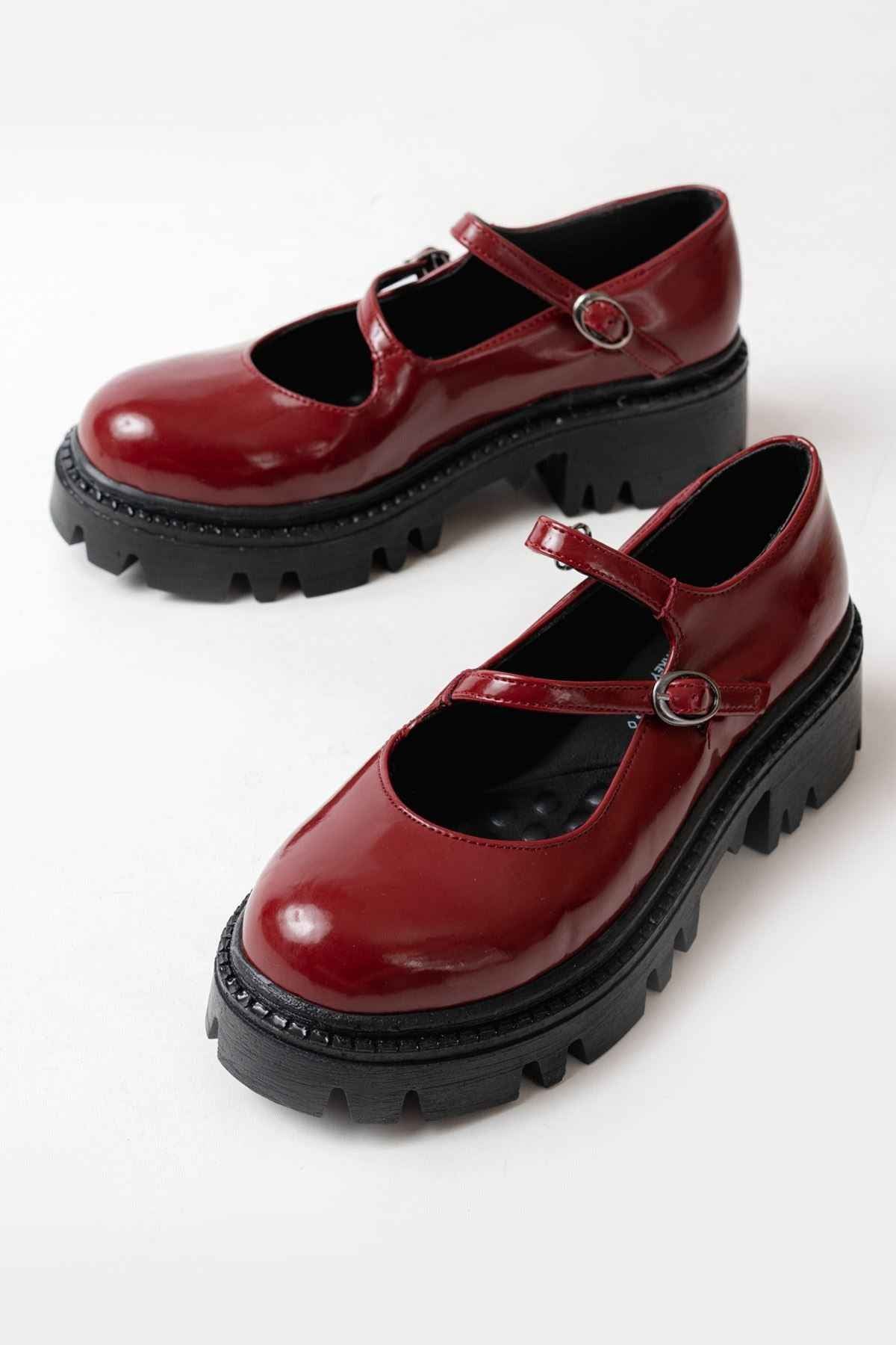 Ayakkabı Aşkı 868-756 Bordo Rugan Günlük Yüksek Tabanlı Loafer Ayakkabı