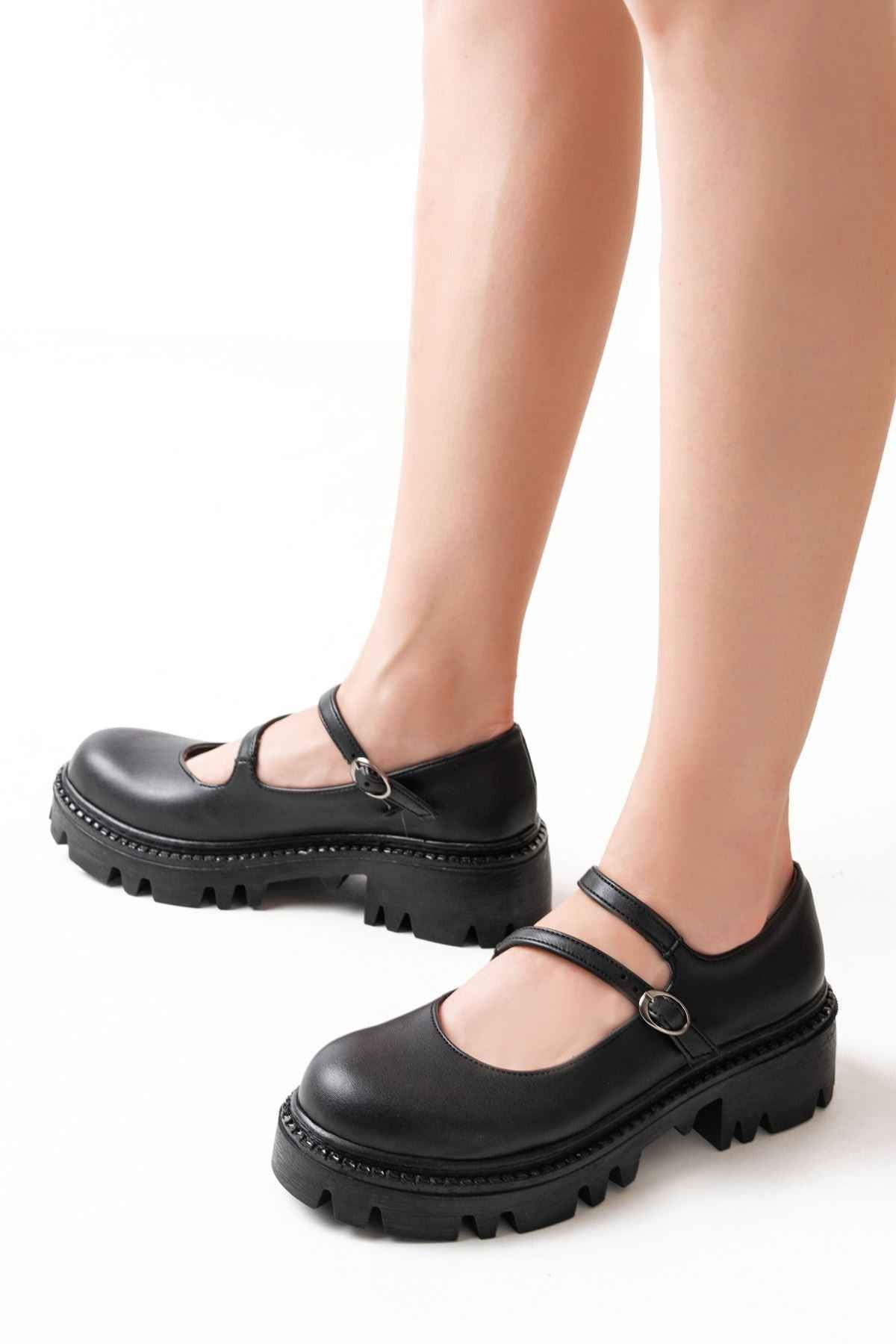 Ayakkabı Aşkı 868-756 Siyah Günlük Yüksek Tabanlı Loafer Ayakkabı