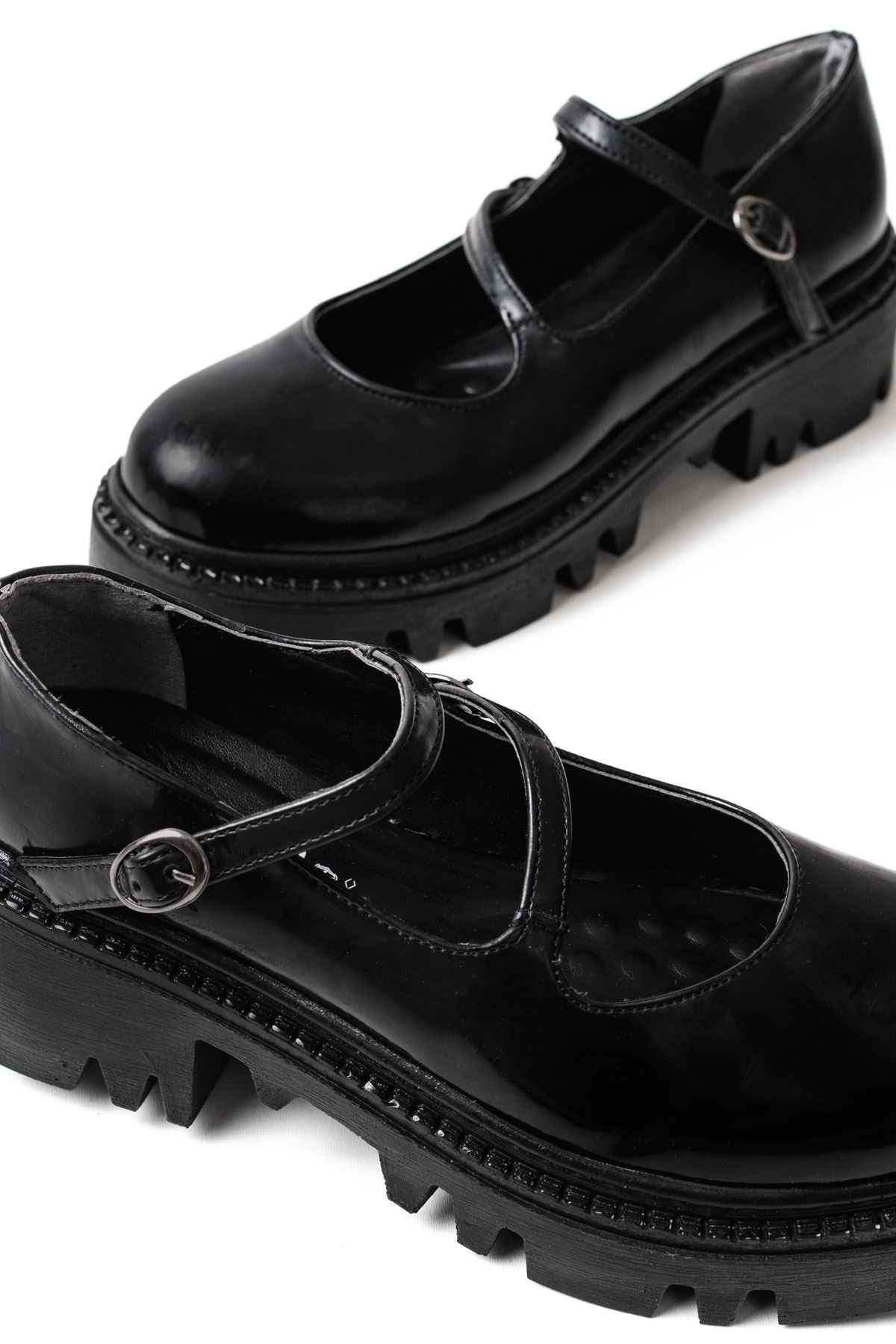 Ayakkabı Aşkı 868-756 Siyah Rugan Günlük Yüksek Tabanlı Loafer Ayakkabı