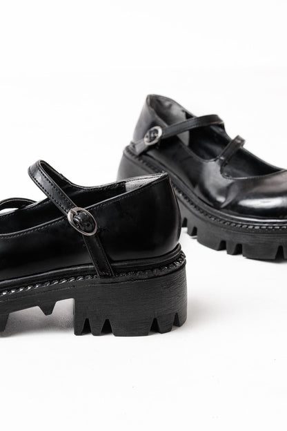 Ayakkabı Aşkı Siyah Rugan Günlük Yüksek Tabanlı Loafer Ayakkabı