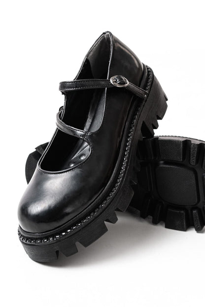 Ayakkabı Aşkı Siyah Rugan Günlük Yüksek Tabanlı Loafer Ayakkabı