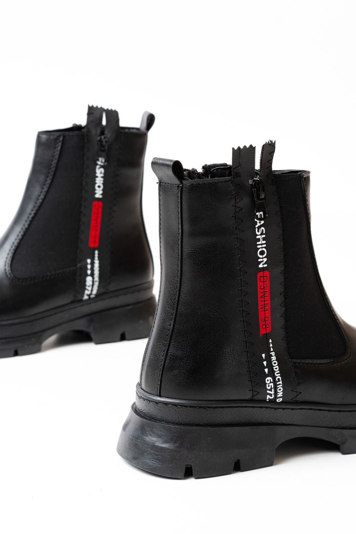 Ayakkabı Aşkı Siyah Fashion Aksesuarlı Fermuarlı Günlük Kadın Bot