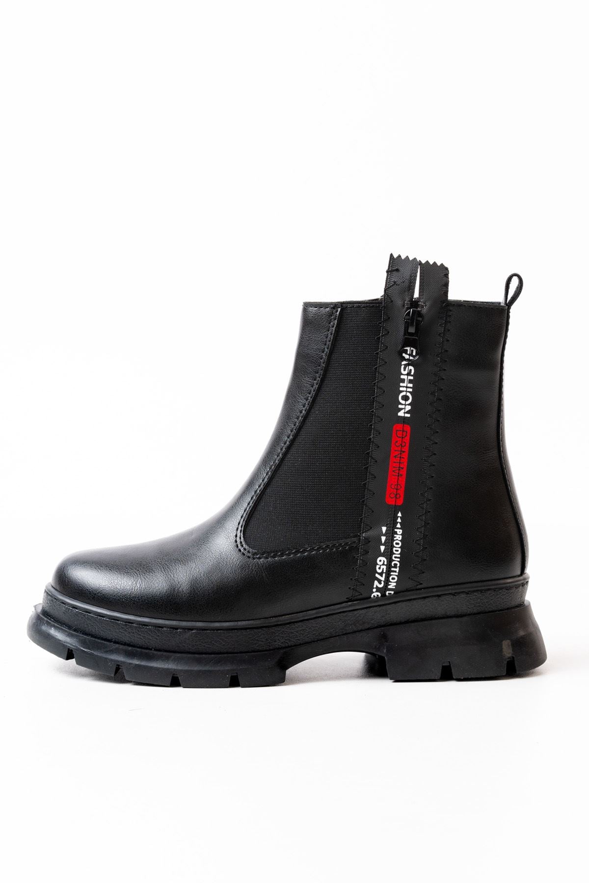 Ayakkabı Aşkı Siyah Fashion Aksesuarlı Fermuarlı Günlük Kadın Bot