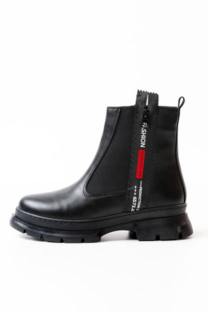 Ayakkabı Aşkı Siyah Fashion Aksesuarlı Fermuarlı Günlük Kadın Bot